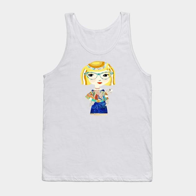 Girl with Sea Turtle/Harlow & Hoss Tank Top by tracey